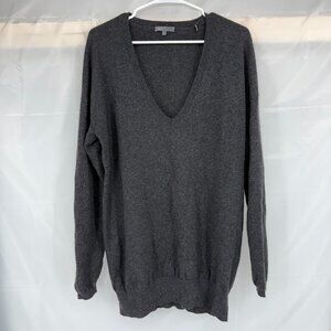Vince Men L 100% Cashmere Sweater Long Sleeve V Neck Gray Soft Casual Everyday